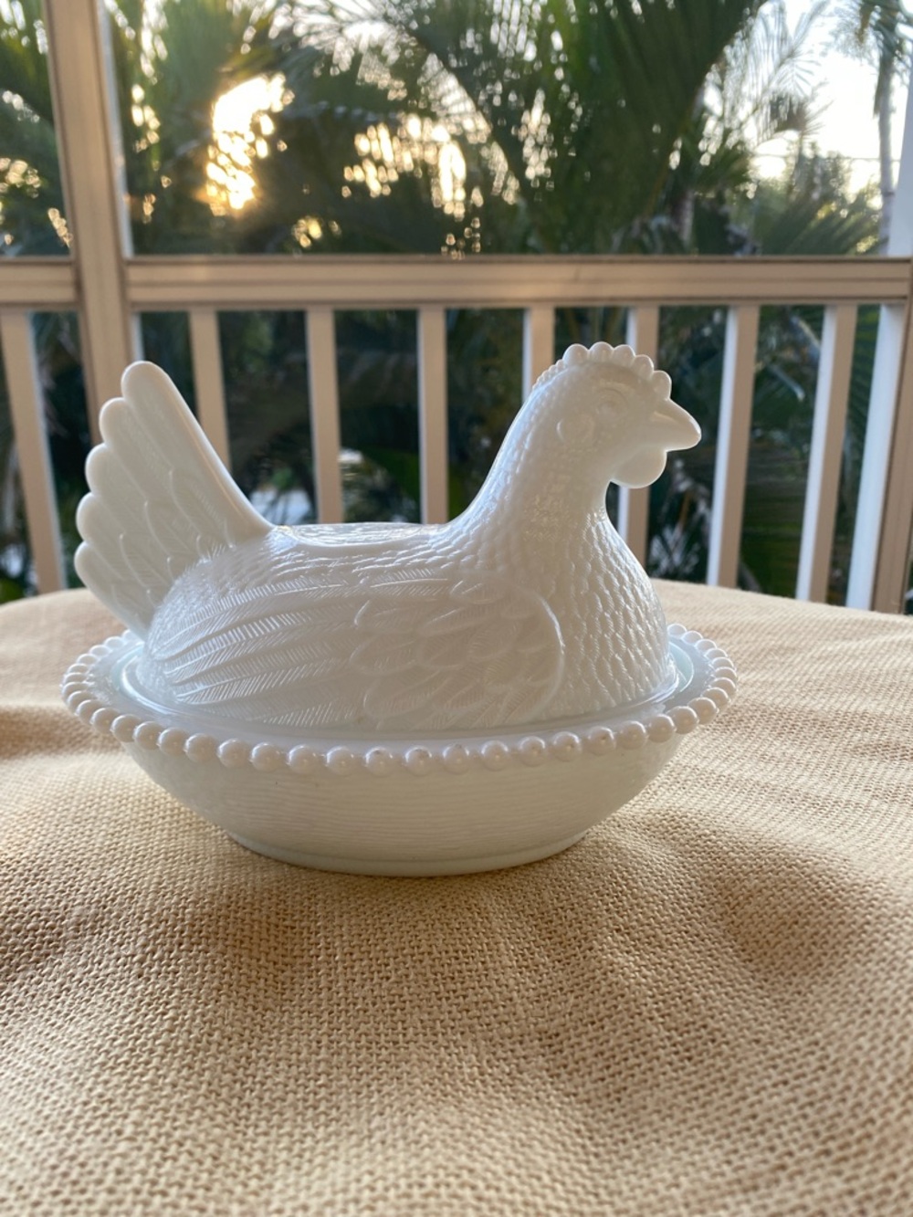 Vintage Indiana Milk glass Hen on Nest  Covered Dish